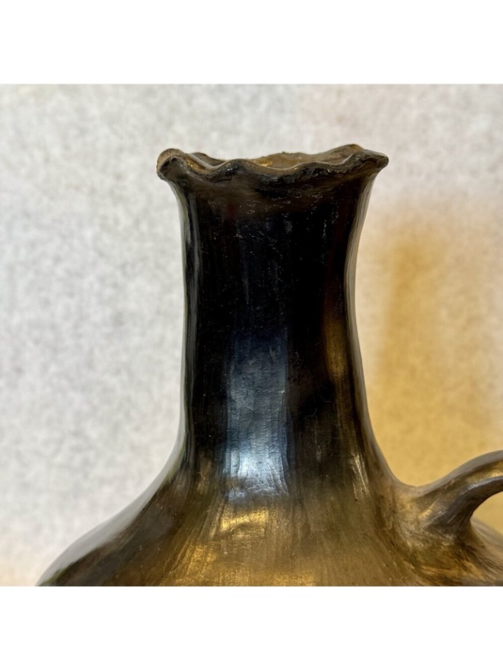 Doña Rosa Vase Oaxaca Folk Art Black Pottery Blackware Early Work 9" Ruffled - Picture 8 of 16